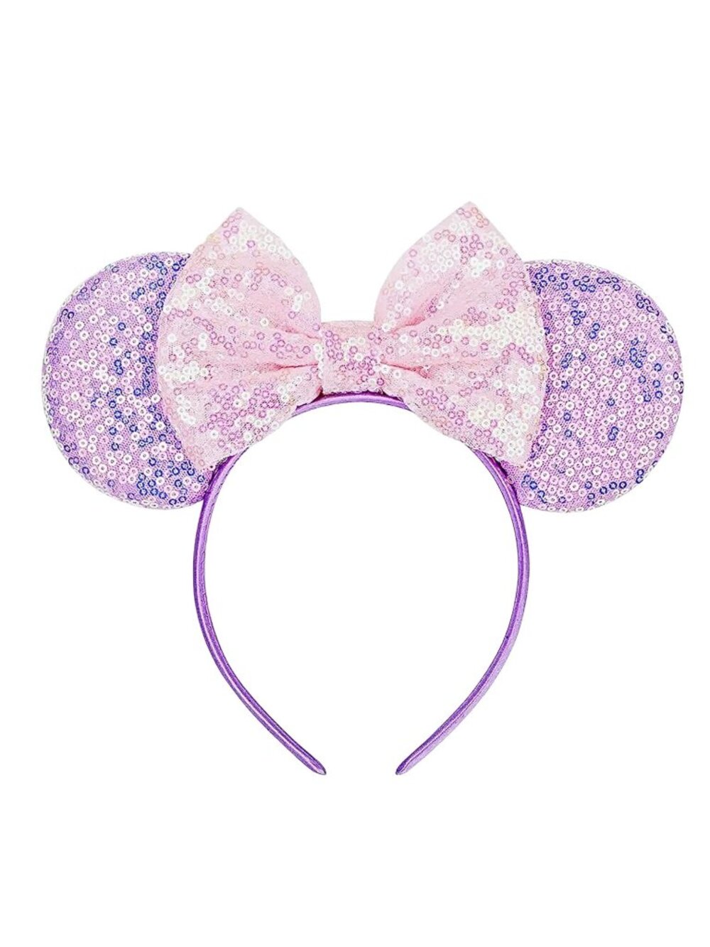 Women Purple1 Sequin Polyester Shiny Bows Mickey Mouse Headband